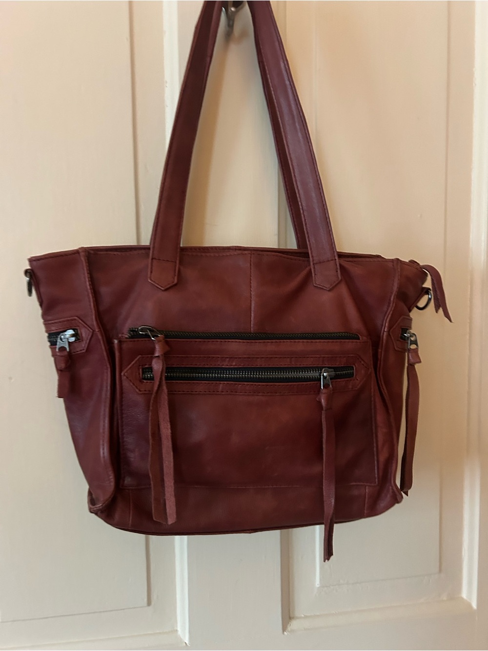 Day & mood Anni satchel Burgundy cognac genuine leather Tote Bag purse